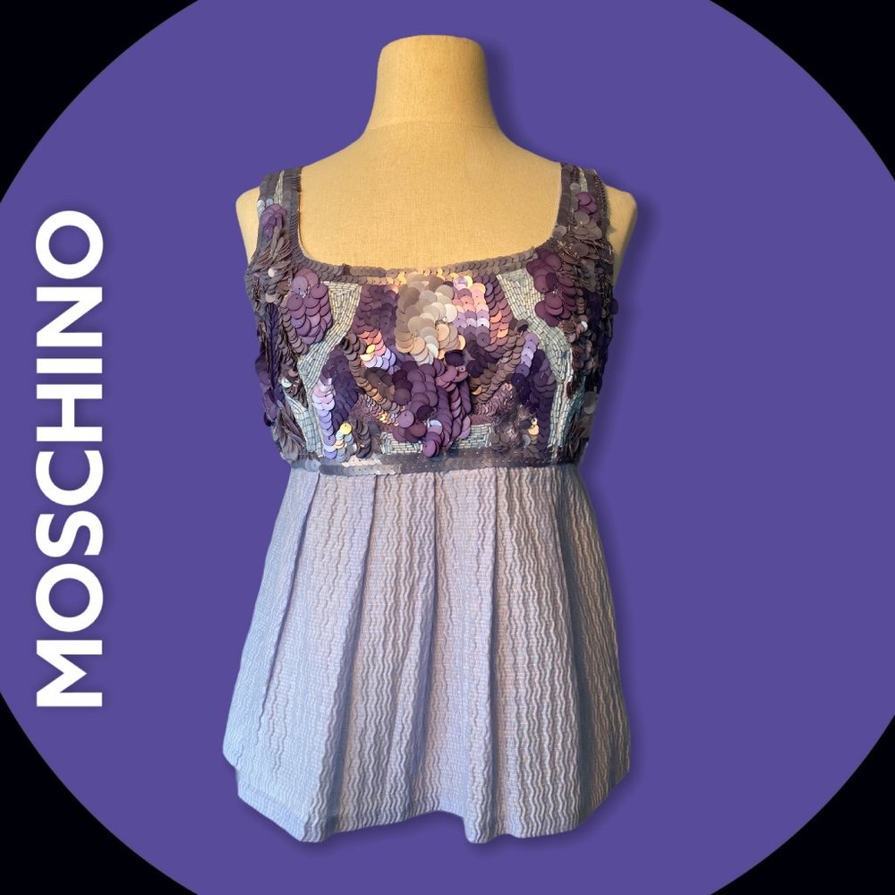 ABFAB! MOSCHINO VIOLET TOP (SZ 8) (BNWT)